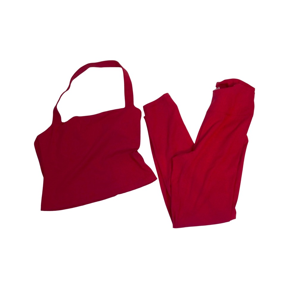 Wilo The Label 2PK Halter Tank Legging Set Raspberry Pink WWCL494-RSP-M Womens M - Picture 9 of 12